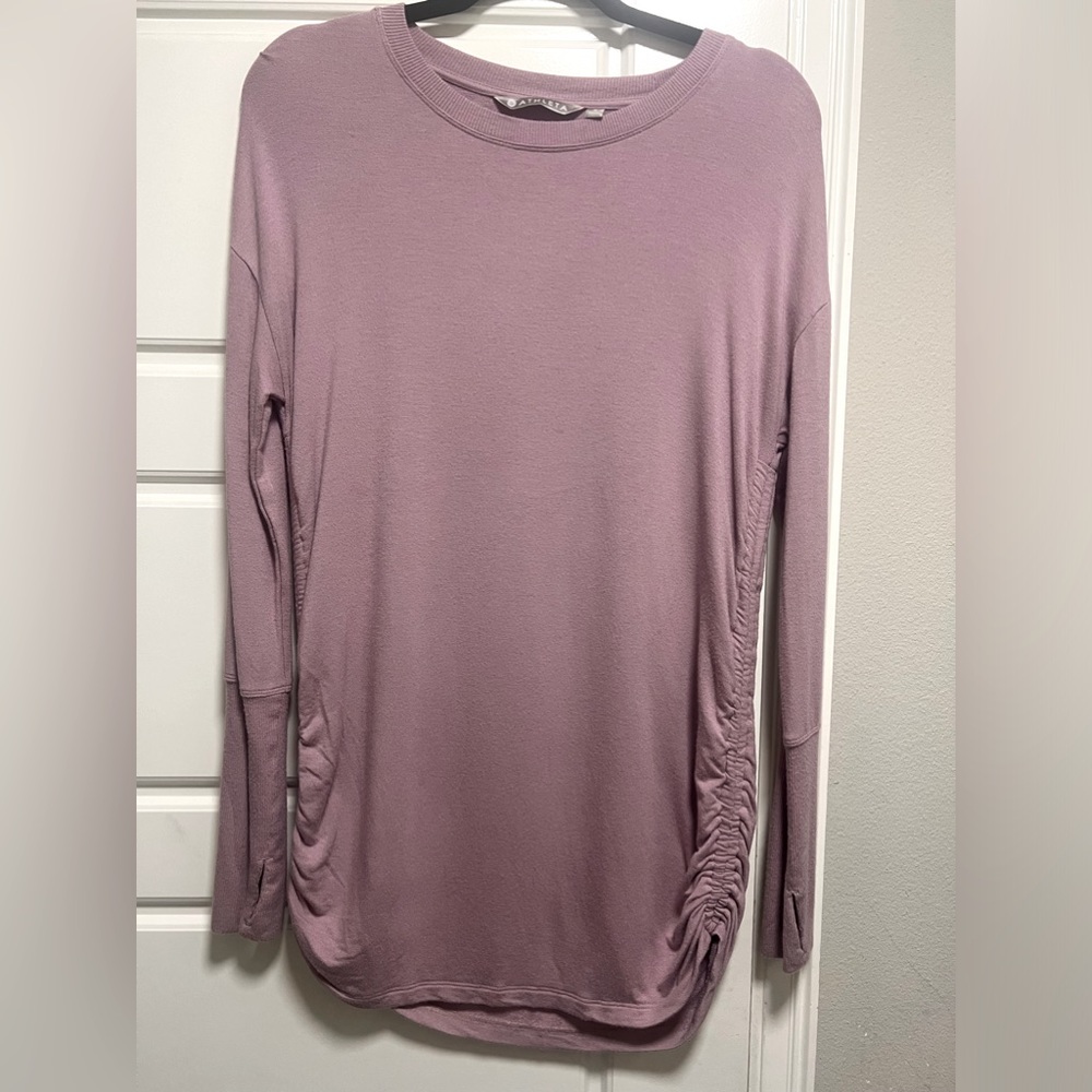 Athleta Long Sleeve Sugar Plum Mauve Small Top Rushed